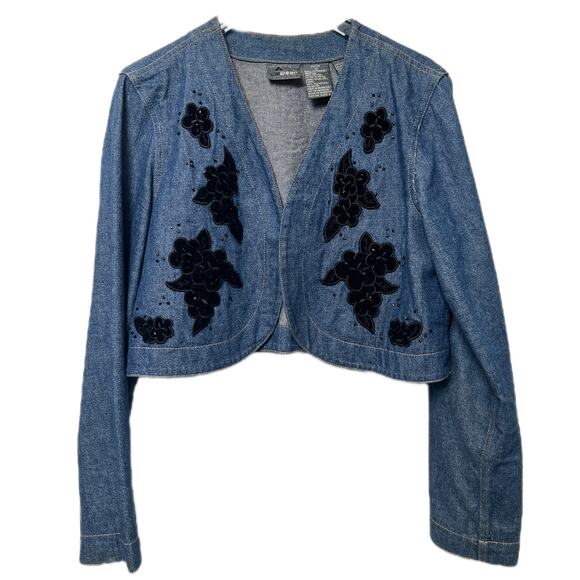 Vntg Y2K Lizwear Petite Liza Claiborne Denim Cropped Jacket - Picture 2 of 9